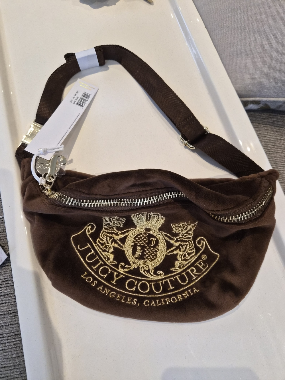 Juicy Couture Brown Velour Logo Belt Bag X STONEY CREEK COLLAB